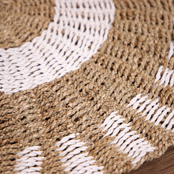 Ковёр на пол круглый натуральный плетёный «Кольца», из водорослей, 80 см