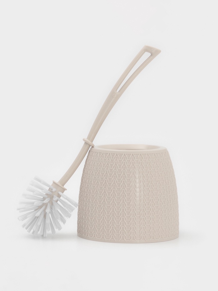 Ёршик для унитаза «Вязаное плетение», 15×15×37 см, с подставкой, бежевый