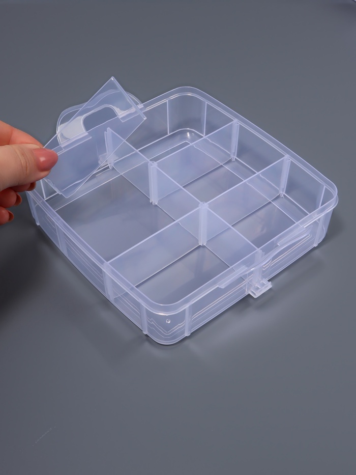 Органайзер для хранения мелочей, 18 ячеек, 15×16×12.5 см, с ручкой, прозрачный