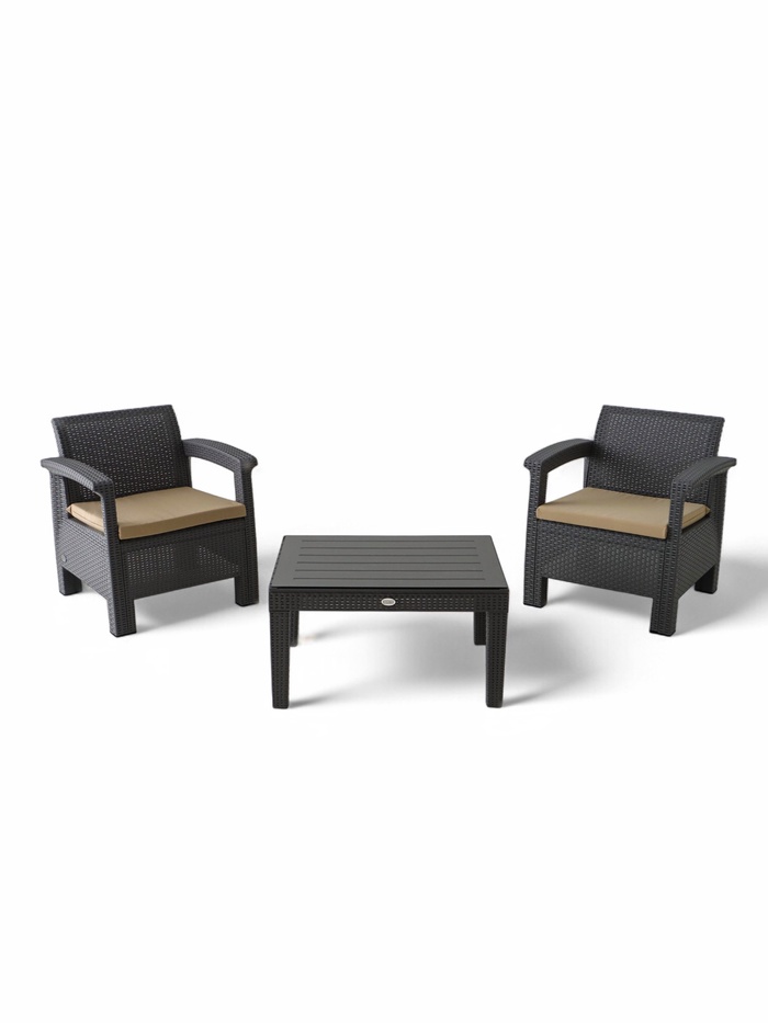 Набор садовой мебели «Калифорния», 3 предмета: 2 кресла, стол, серый