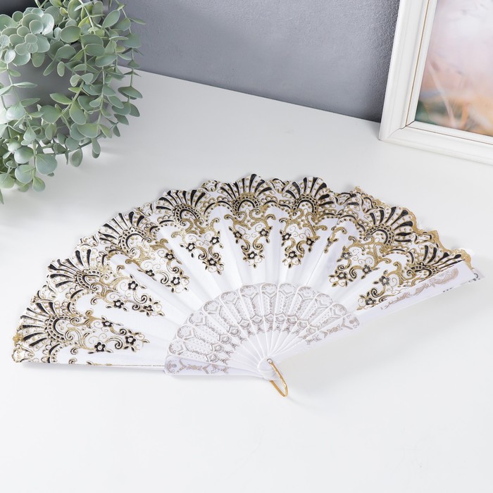 Веер складной «Греция», пластик, текстиль, 22 см, МИКС