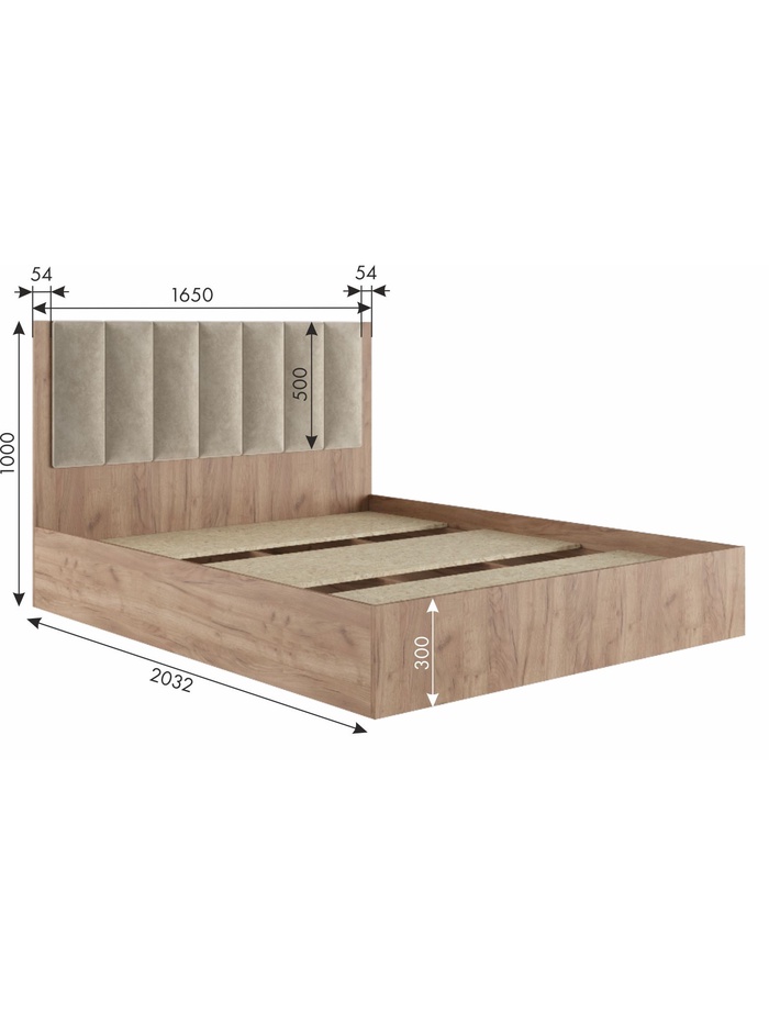 Кровать двуспальная «Ева», с мягким изголовьем, с основанием, 1600×2000 мм, цвет крафт табачный/кашемир