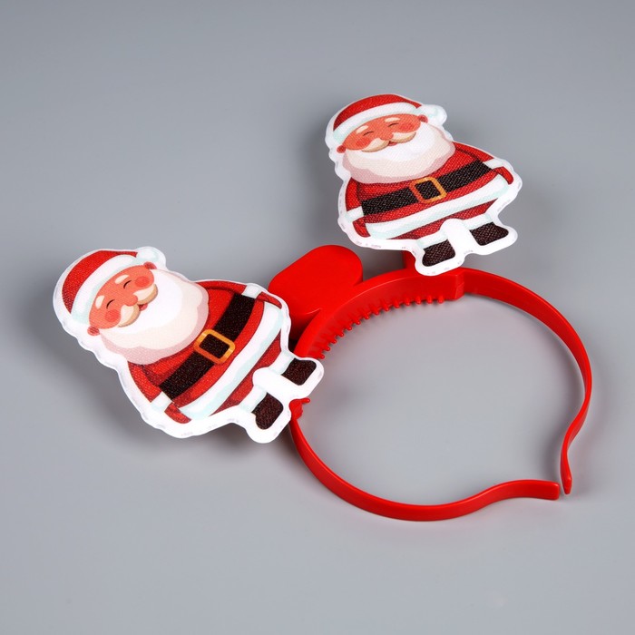 Ободок светодиодный «Дед Мороз» 18×16×3 см, 2 LED, батарейки AG10×3 (в комплекте), мерцание, свечение мульти