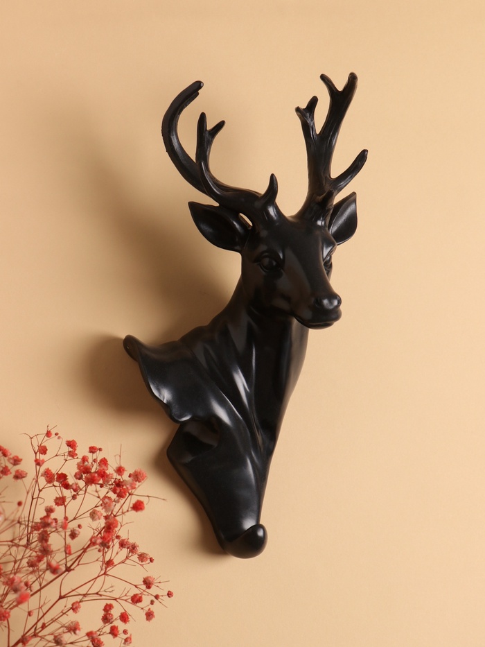 Декор настенный с вешалкой TAKE IT EASY «Олень», панно, 30×14 см, чёрный