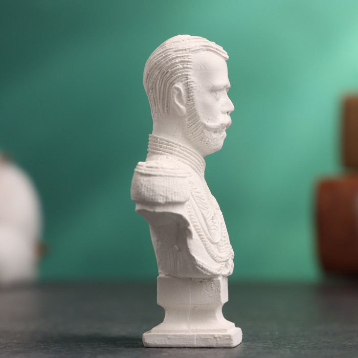 Бюст «Император Николай II», фигурка гипс, белый, 4.5×2.5×6.5 см
