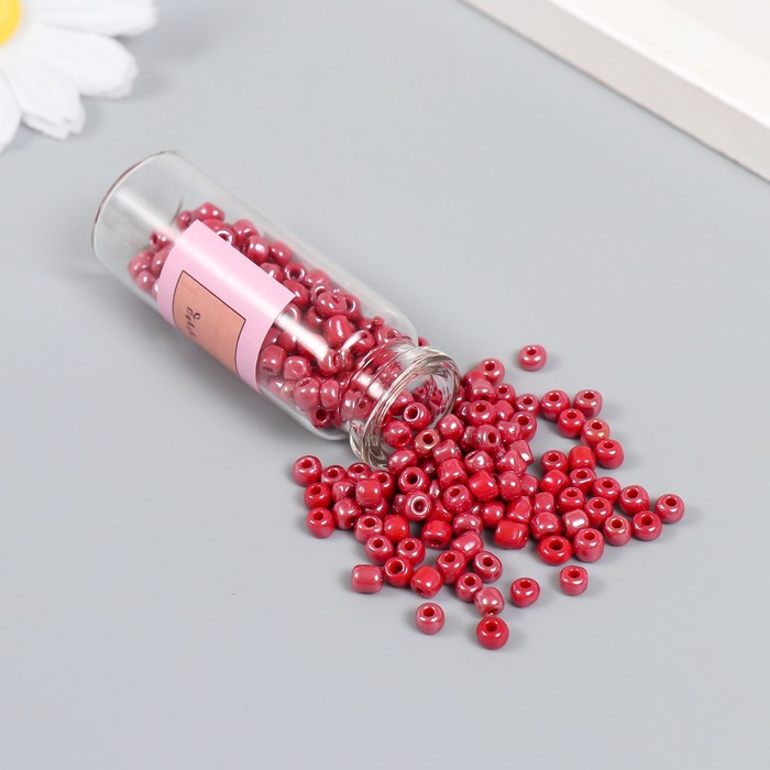 Бисер 6/0 в бутылочке «Тёмно-бордовый», 20 г, керамический блеск, 6×2×2 см