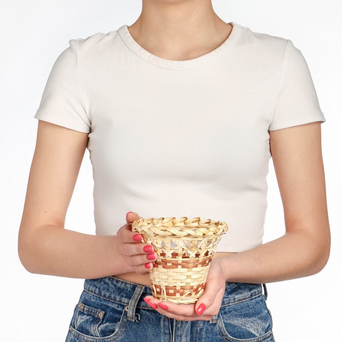 Корзина плетёная «Стакан», 12×14 см, бамбук