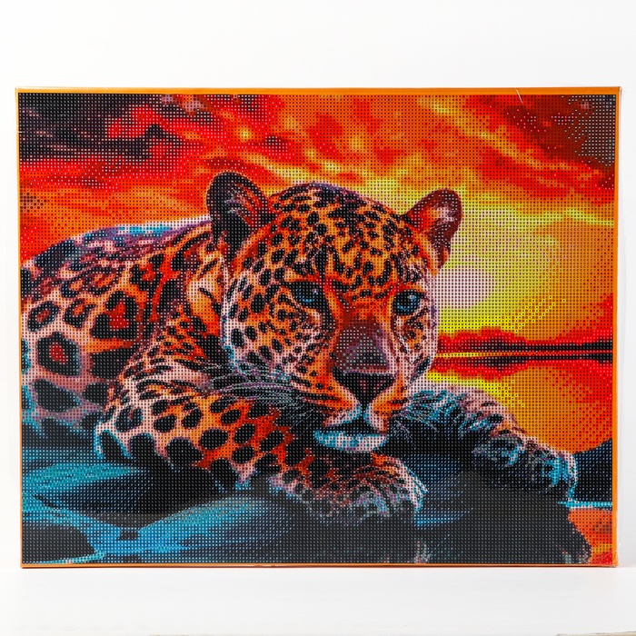 Алмазная вышивка полное заполнение «Гепард», на раме, 40×50 см