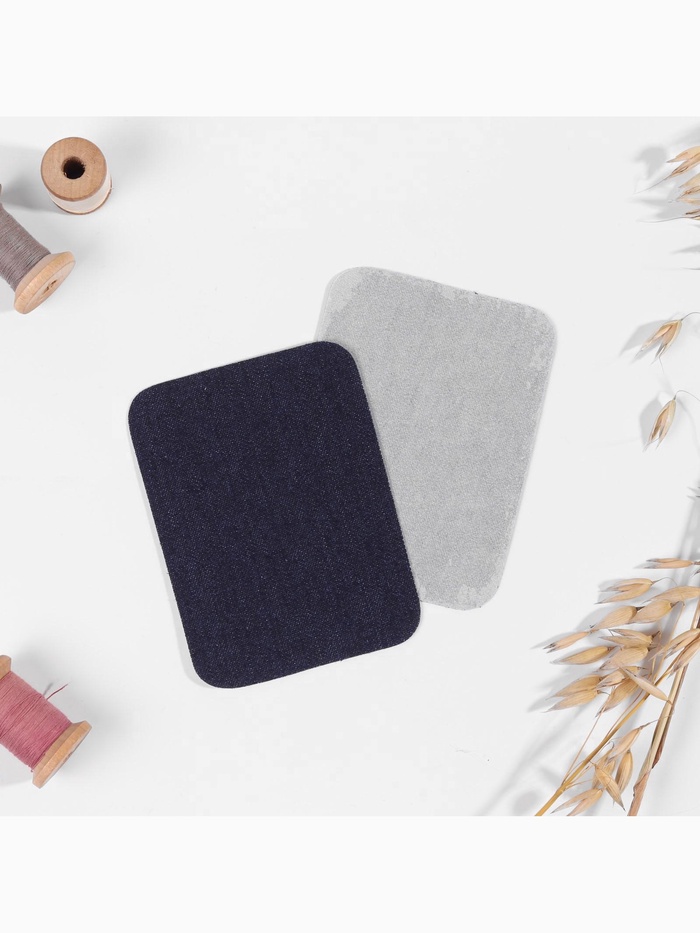 Заплатки для одежды, 10×7.5 см, термоклеевые, пара, цвет джинс