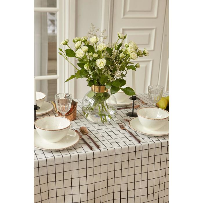 Скатерть «Доляна. Клетка», 145×200±3 см, рогожка 130 г/м, белая