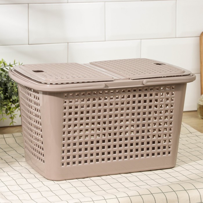 Корзина для пикника Альтернатива «Мини», 35.5×23×20 см, с ручками, пластик, коричневая