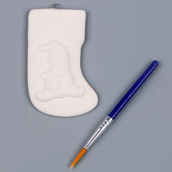 Ёлочная игрушка под роспись «Носочек» с подвесом, кисть