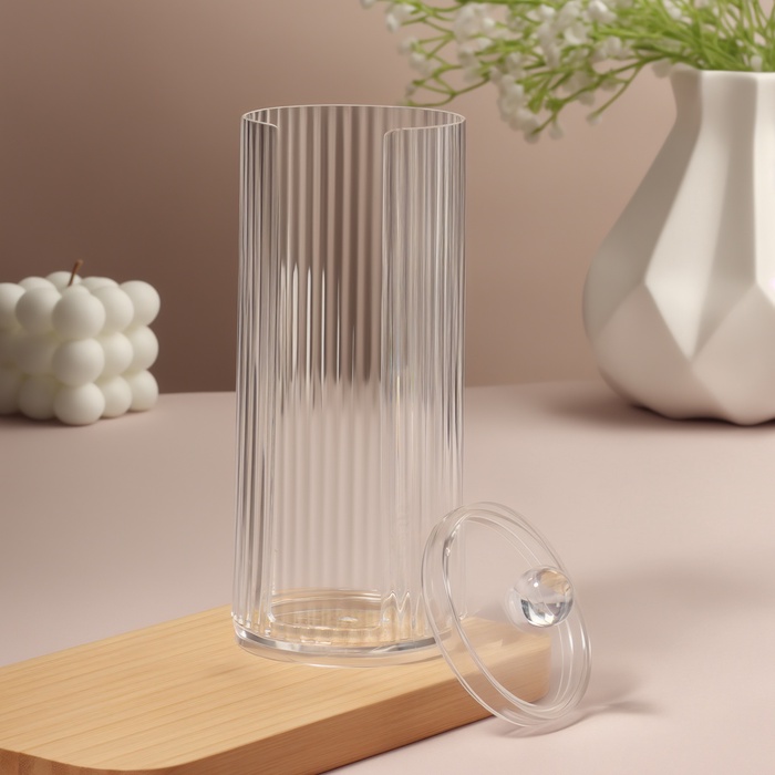 Органайзер для ватных дисков, с крышкой, d=7.5×19.5 см, прозрачный