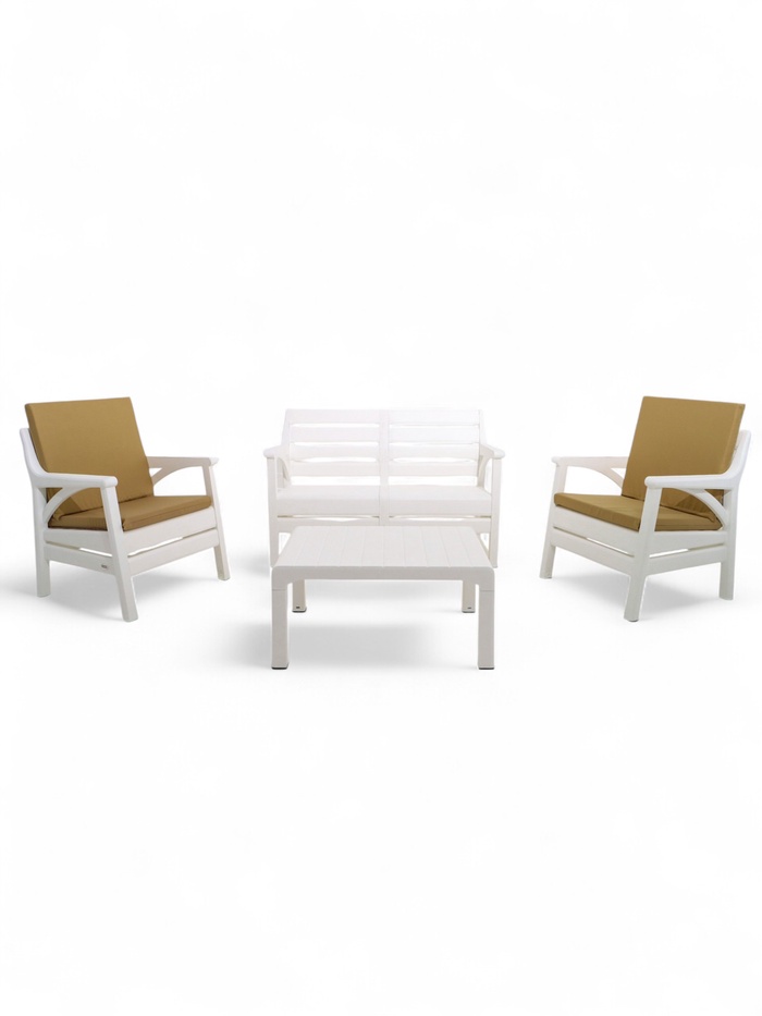 Набор садовой мебели «Евпатория»: 2 кресла, стол, двухместный диван, белый