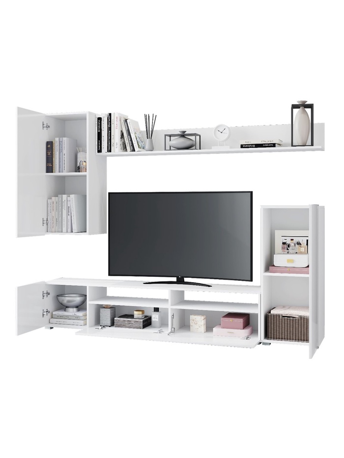 Гостиная «Лира», 2130×1680×350 мм, цвет белый матовый/бетон