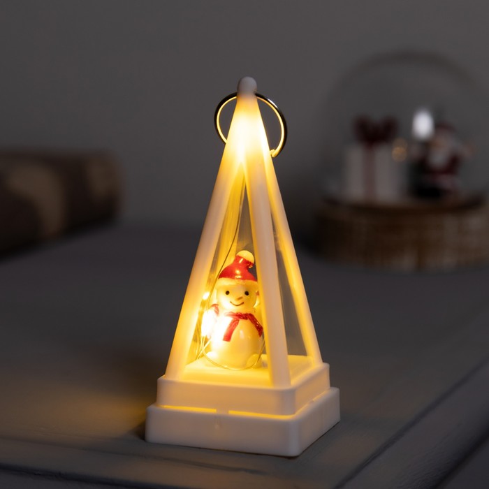 Светодиодная фигура-брелок «Снеговик», 4×4×9.5 см, LR1130×3 (в комплекте), свечение тёплое белое