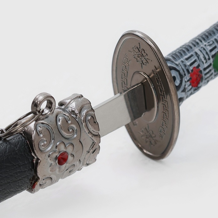 Макет оружия «Сувенирные катаны на подставке 2в1. Кристалл», подарочный набор, ножны чёрный с белыми ромбами, 16 см; 20 см, МИКС