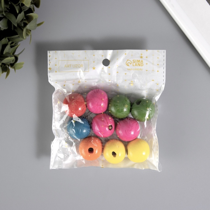 Бусина дерево «Шарики цветные», набор 10 шт., 2.5×2.5 см