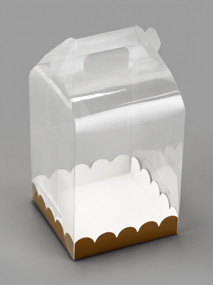 PVC Коробка для бенто - торта, прозрачная, 14×14×18 см