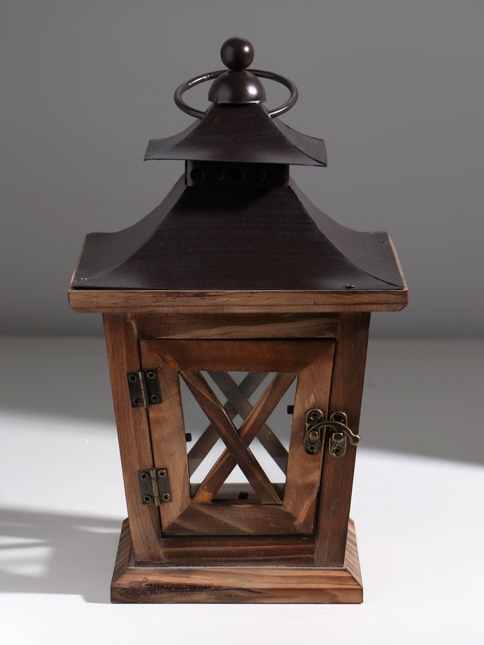 Деревянный подсвечник-фонарь на 1 свечу «Восток», т. дерево, 26×15.4×15.4 см