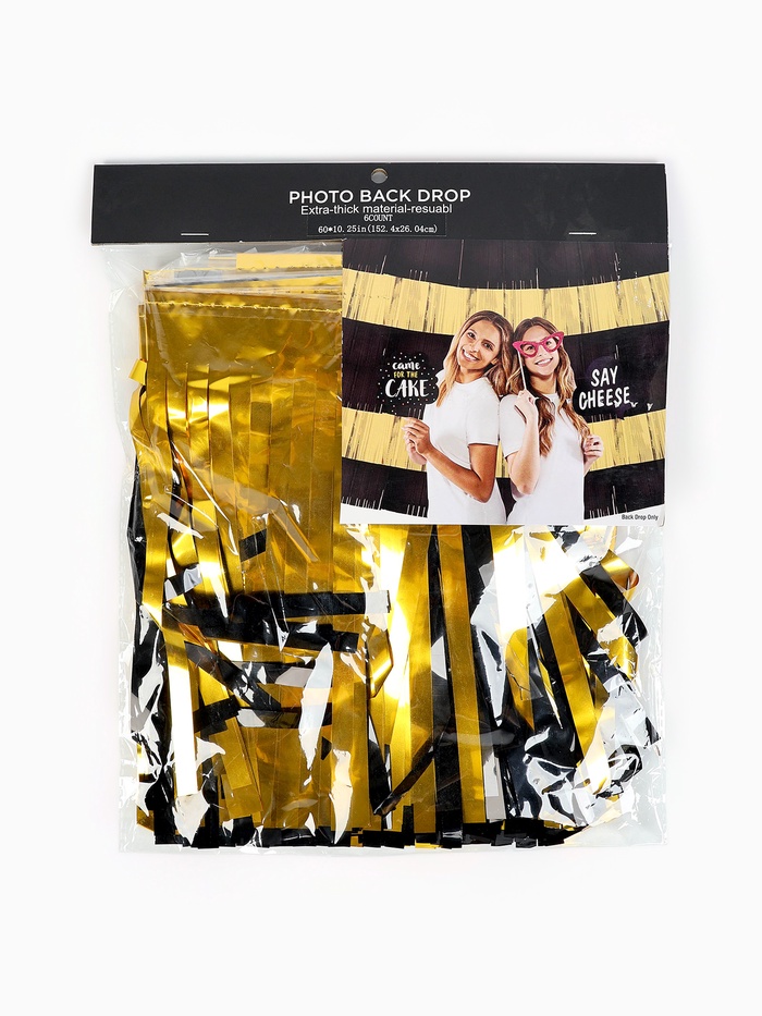 Занавес для фотозоны чёрно-золотой, полоса 152×25 см