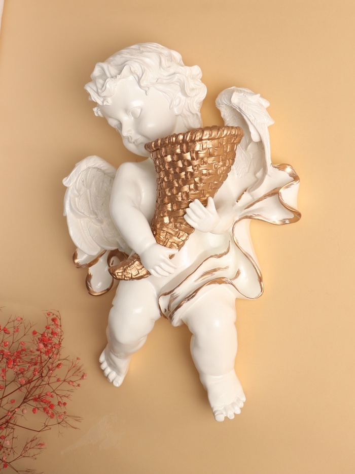 Декор настенный-ваза, панно TAKE IT EASY «Ангел с рожком», 39×28 см, правый