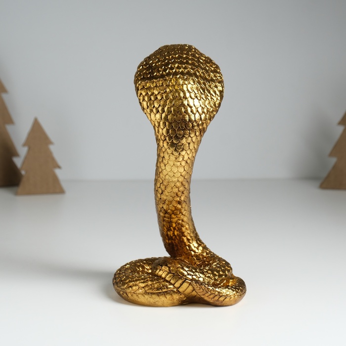 Фигурка полистоун «Египетская кобра», под золото, 10.5×8.7×19 см