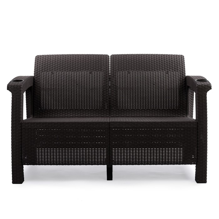 Диван «Ротанг» двухместный, 127×70×79 см, мокко, с подстаканниками