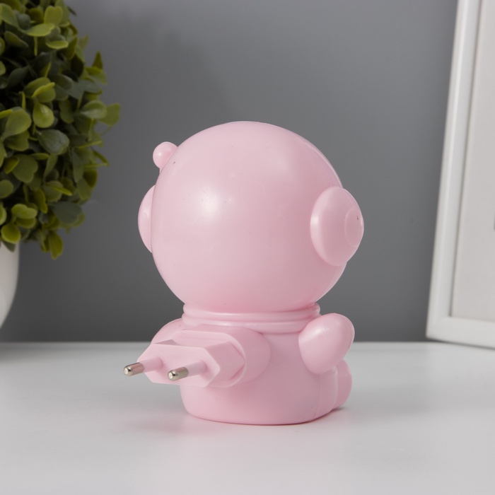 Ночник «Приветливый космонавт» 1 Вт LED 4000-6000К Розовый 10×9×11.5 см