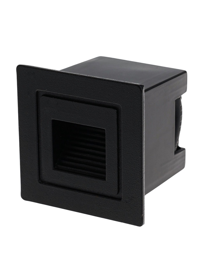 Встраиваемый светильник для лестницы, IP65, 3 Вт, 6500К, 48×48 мм, квадратный, чёрный, свечение холодное белое