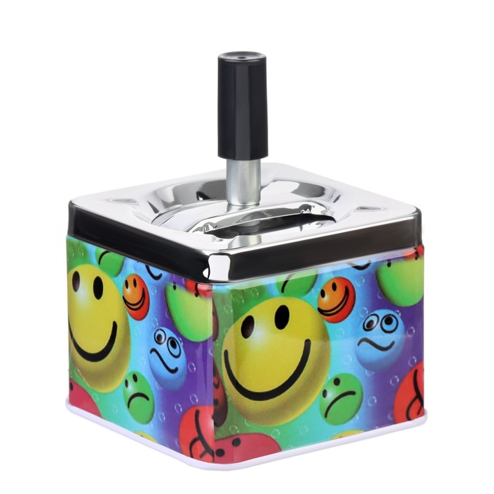 Пепельница бездымная «Веселые смайлики», для сигарет и стиков, 9×11.5 см