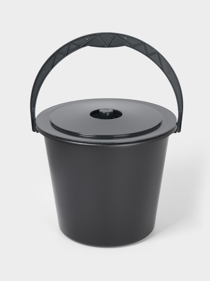 Ведро с крышкой «Дачное», 10 л, d=30 см, h=25.5 см, чёрное