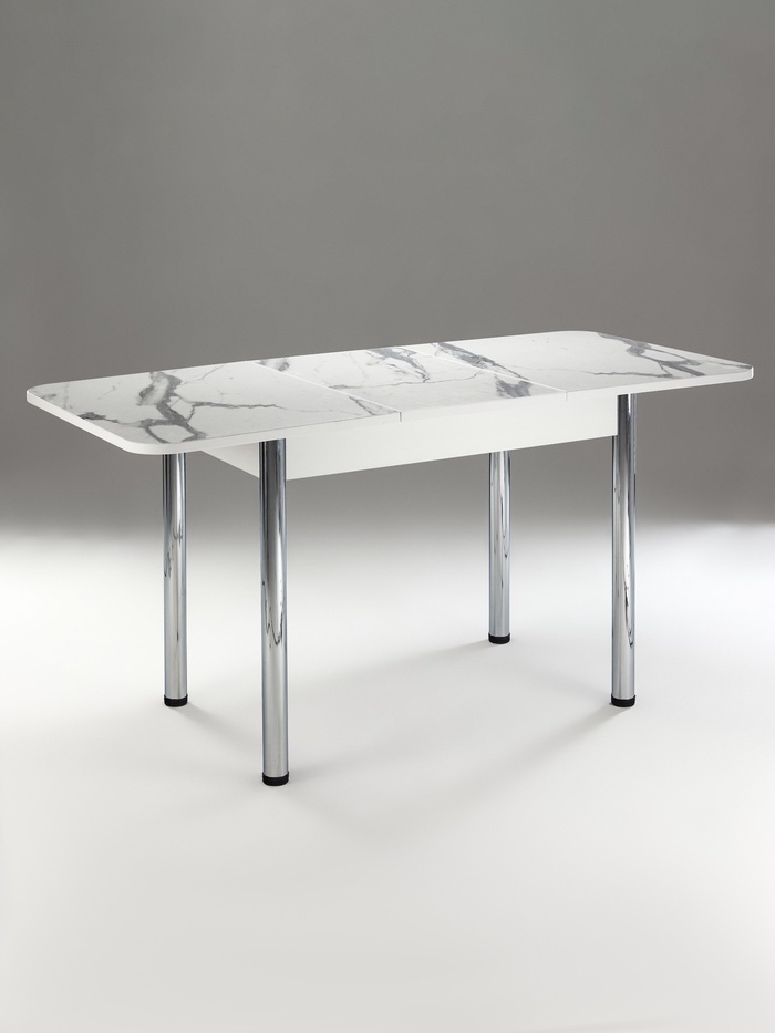 Стол кухонный раздвижной, 1100(1500)×700×775 мм, цвет белый/мрамор белый