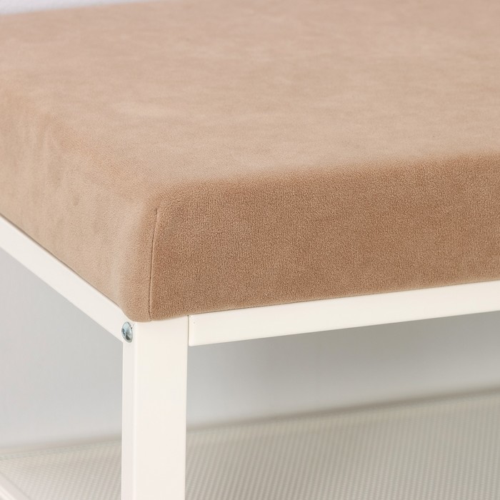 Банкетка «Торонто 23S», 67×30×49 см, каркас белый, сиденье бежевое