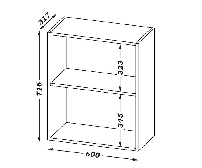 Шкаф навесной «Ника», 600×317×746 мм, цвет коричневый софт МДФ/дуб вотан