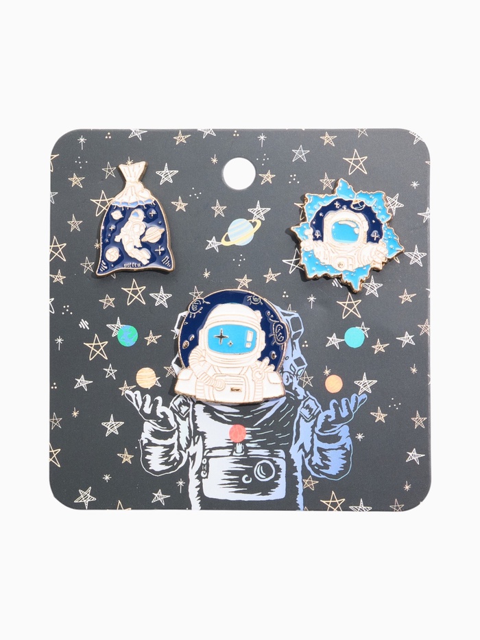 Набор значков (3 шт.) «Космос», цветной в золоте