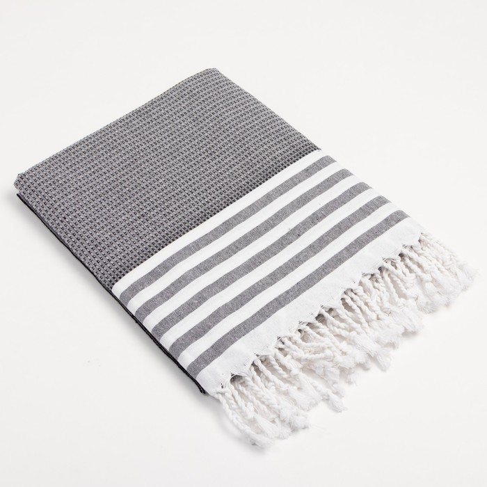 Полотенце - пештемаль пляжное Waffle, 100×180 см, 100 % хлопок, 211 г/м², серое