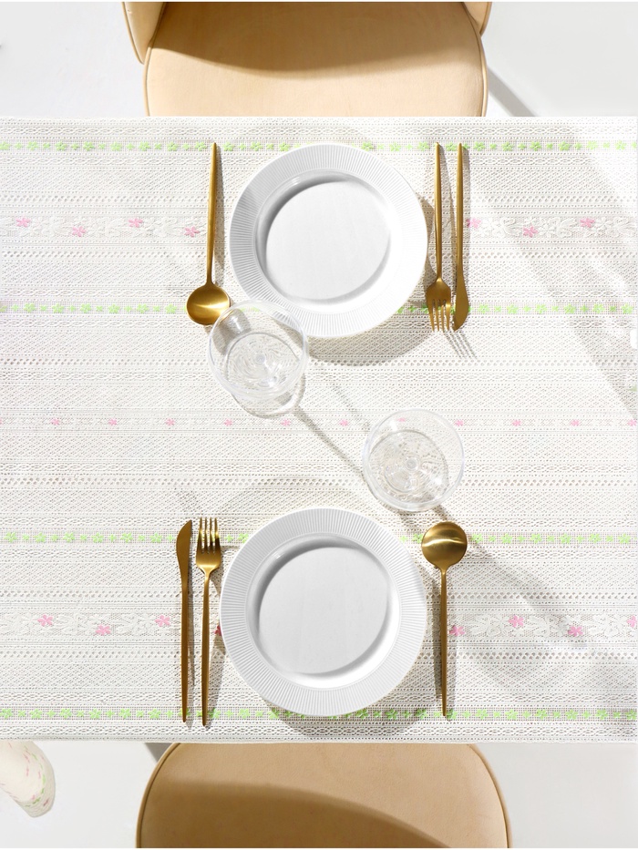 Клеёнка на стол ажурная Lace «Плетение роз», ширина 137 см, рулон 20 метров, толщина 0.3 мм