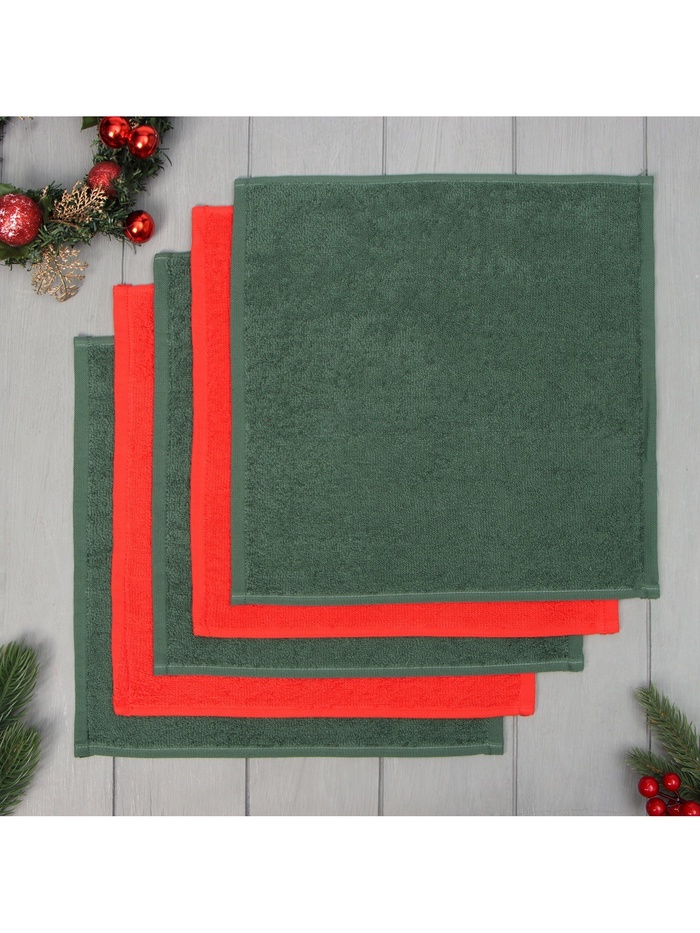 Набор махровых полотенец «Этель» Jolly, 30×30 см - 5 шт., хлопок 100%