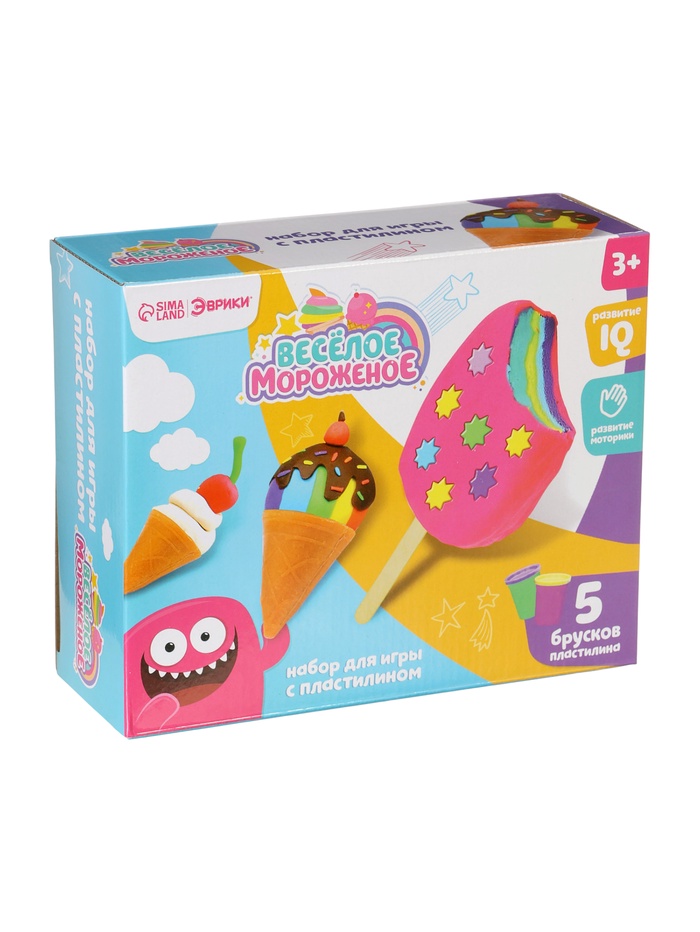 Игровой набор для лепки «Весёлое мороженое», 5 брусков пластилина, аксессуары