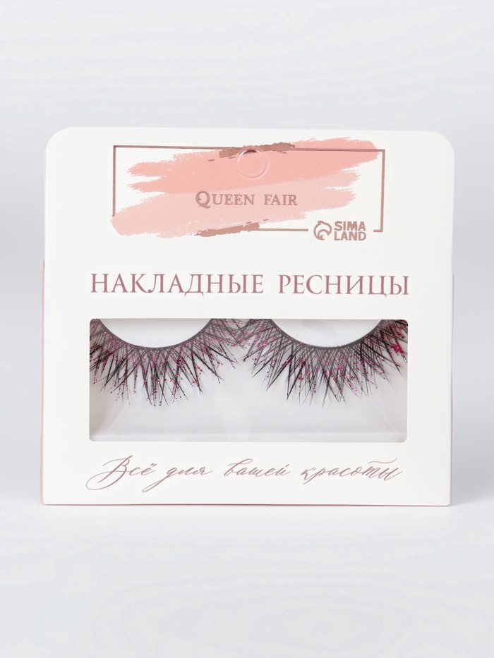 Ресницы накладные «Сияй», с блёстками, 14 мм, без клея, розовые