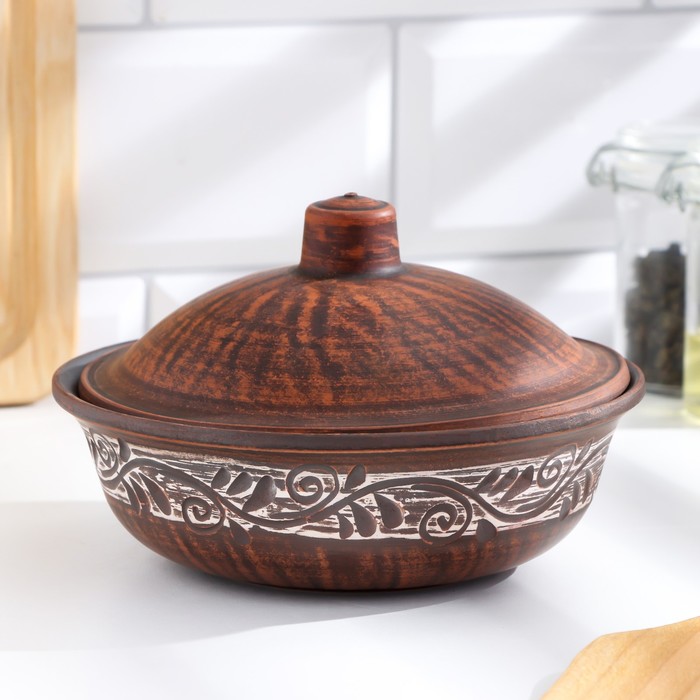 Блюдо для запекания «Ангоб», 550 мл, 11×16 см, красная глина