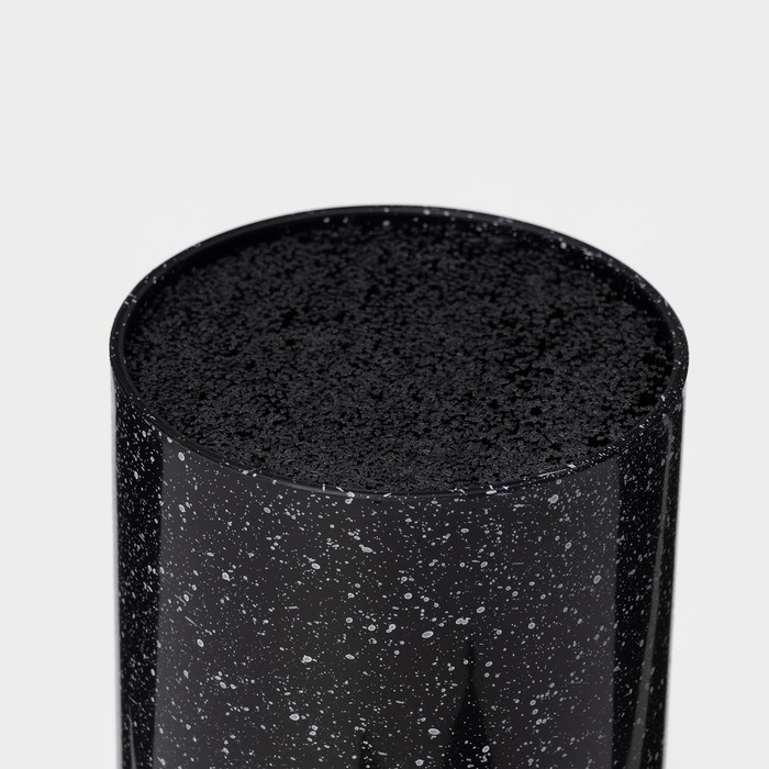 Подставка для ножей с наполнителем «Чёрный гранит», 22×11 см, чёрная