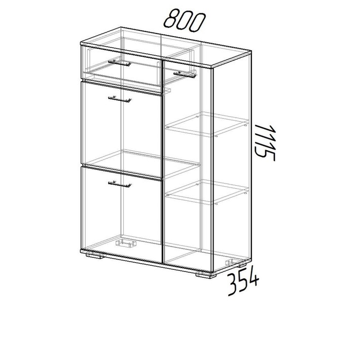 Тумба высокая «Ника», 800×354×1115 мм, цвет венге/лоредо