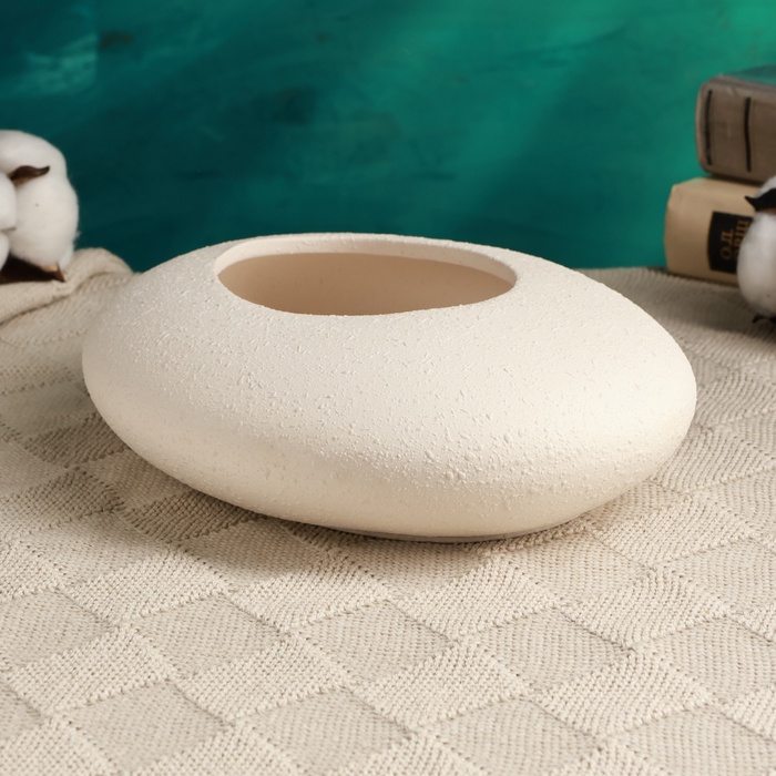 Декоративное кашпо - бонсайница «Галька», 23×18×7 см, керамическое, белое, Greengo