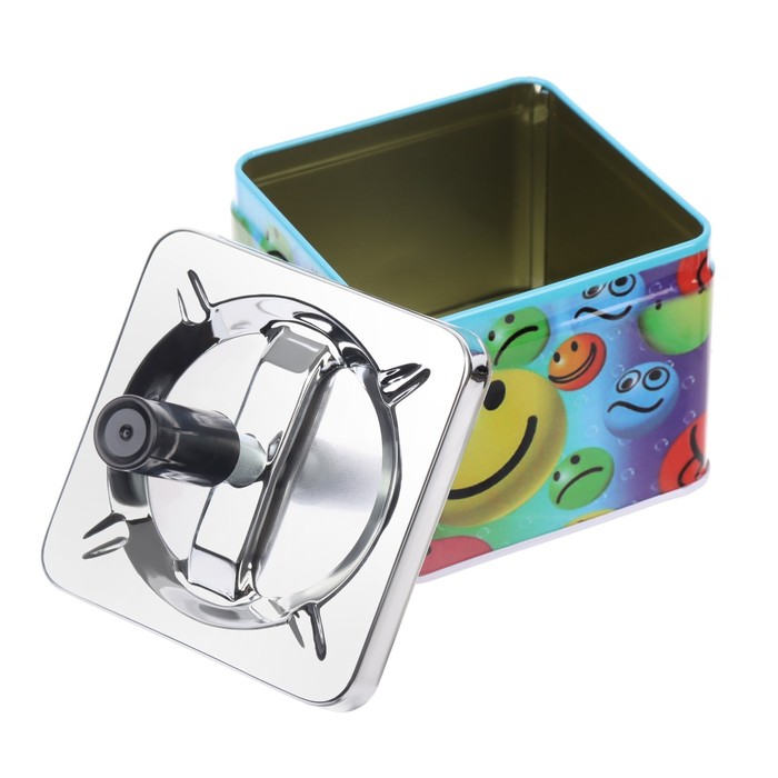 Пепельница бездымная «Веселые смайлики», для сигарет и стиков, 9×11.5 см