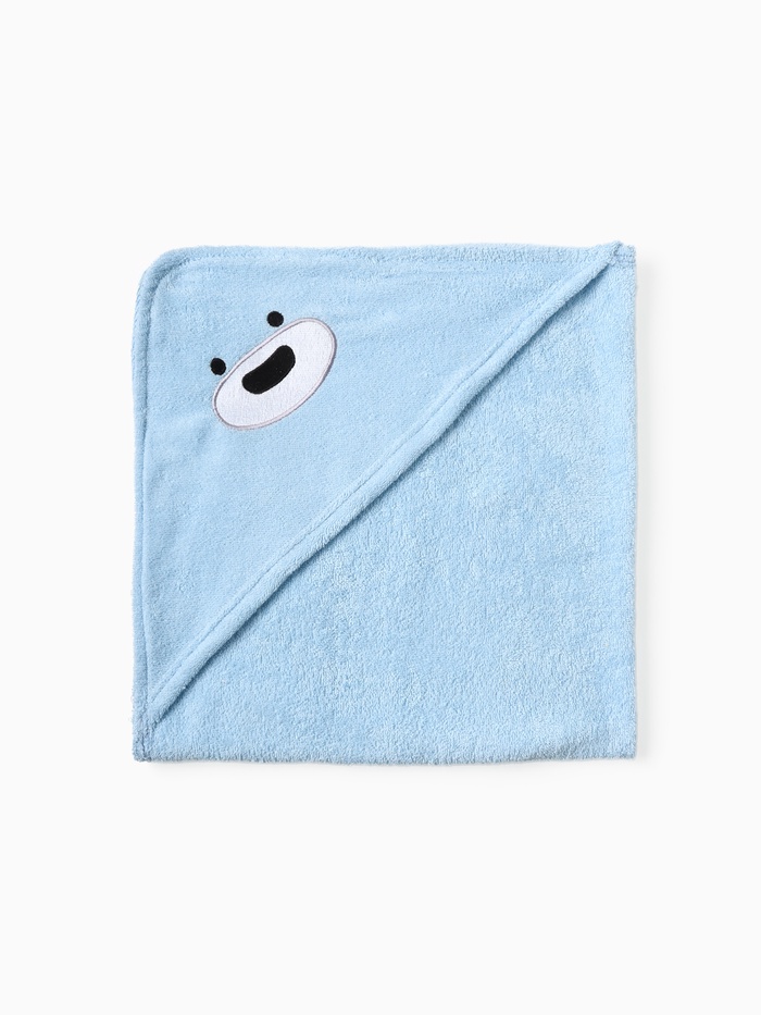 Махровое полотенце с уголком «Крошка Я. Мишка», 75×75 см, хлопок 100%, голубое