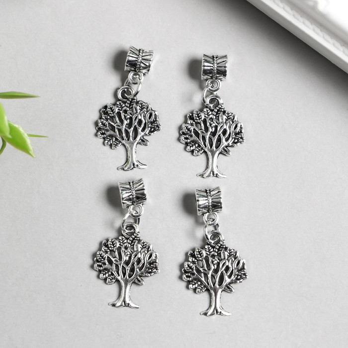 Бейл с подвеской металл для творчества «Дерево», серебро, 3.4 см