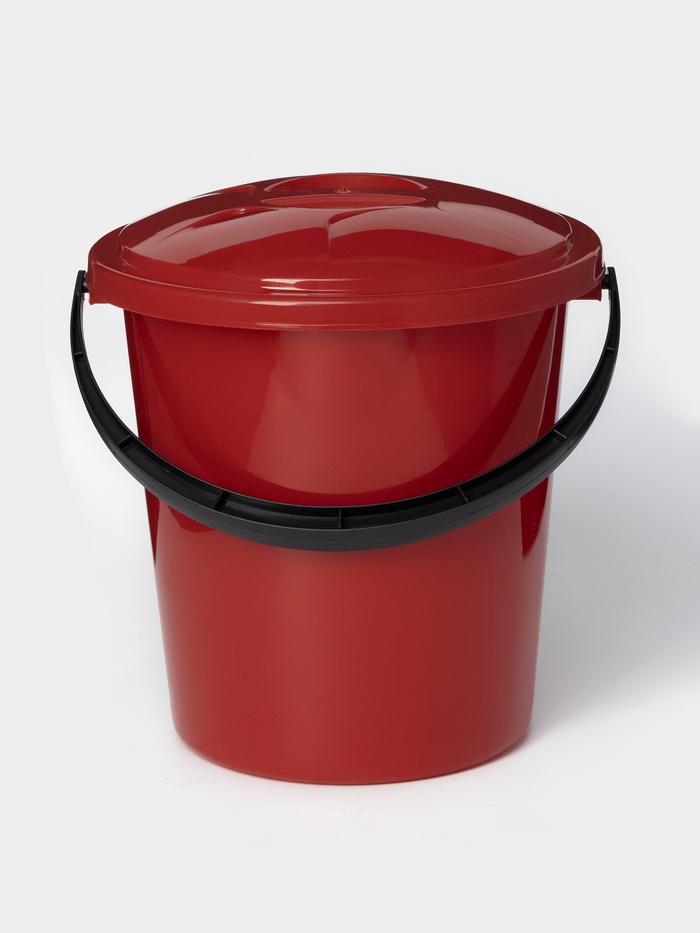 Ведро с крышкой и сливом, 10 л, d=32 см, h=26 см, МИКС