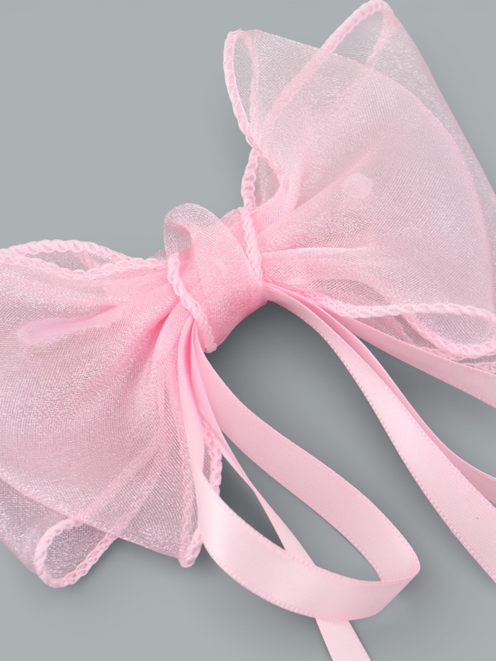Бант для волос на заколке с лентами, розовый, Кошечка Мари
